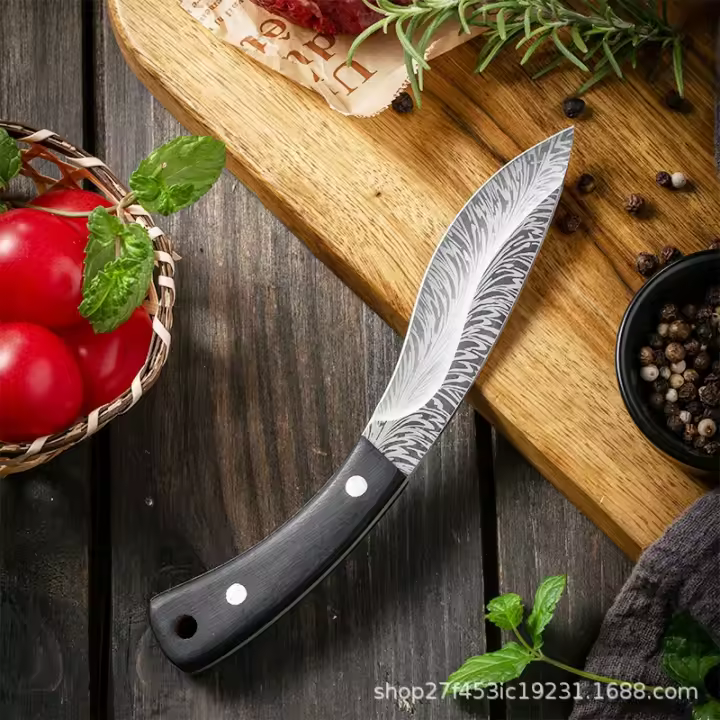 Cuchillo de Carne Mongol Hecho a Mano Acero Inoxidable Forjado Ideal para Barbacoa, Afeitado de Frutas, Cocina - 1