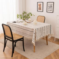 Mantel bohemio vintage con borlas, impermeable, antimanchas, de algodón y lino para protección de mesa de patio al aire libre sin arrugas. - details 18