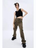 Pantalones Cargo Vintage de los años 90 para mujer, pantalón de cintura alta, a la moda, color verde militar, monos de otoño, Vaqueros rectos holgados, Fairycore de gran tamaño - details 5