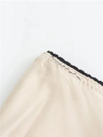 Falda Larga De Cintura Alta Para Mujer Mooyufon Textura De Satén Decoración De Lazo Vintage Chic Estilo Casual Polyester - details 8