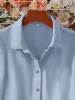 Blusa informal de talla grande para mujer, blusa de manga abombada de Color sólido, adecuada para oficina y exteriores, con un solo pecho, novedad de primavera y verano 2025 - details 33