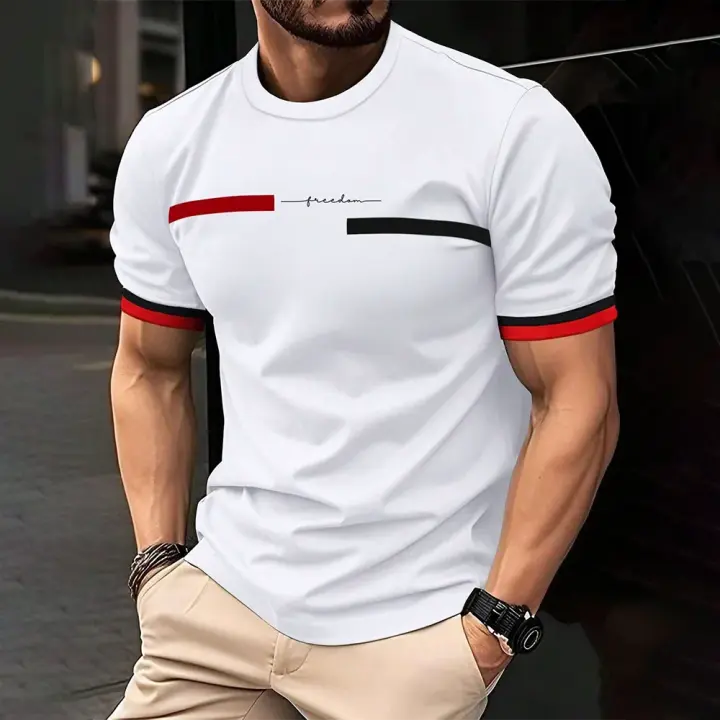 Camiseta de Calle para Hombre 2024 Manga Corta, Estampado de Letras en 3D, Talla Grande, Estilo Hipster - 1