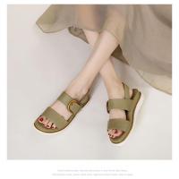 Sandalias con hebilla de una palabra, prendas de vestir exteriores para mujer, nueva plataforma, zapatos romanos de cuña de moda versátiles - details 5