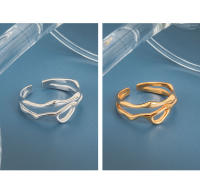 LIVVY-Anillo geométrico de doble línea hueca Irregular para mujer, Color plateado, diseño único Simple, joyería ajustable a la moda - details 2