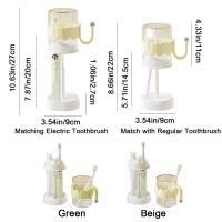 Soporte para cepillo de dientes ajustable a prueba de polvo, juego de soporte para cepillo de dientes de plástico que ahorra espacio con taza para enjuague bucal - details 0