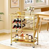 Servicio de 3 Pisos con Ruedas y Asa, Carro de Bebidas con Botellero y Portavasos, - details 3