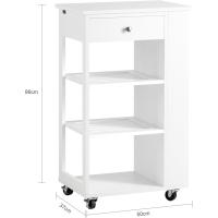Cocina con 3 Estantes 1 Cajón y 4 Ruedas Carrito de Servir Multiusos 50 x 37 x 86 cm Blanco ES - details 1