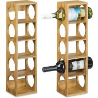 4 Botelleros Vino, Soportes Botellas, Estantes con 5 Baldas, Estanterías para Bebidas, Bambú, 53 x 14 x 12 cm - details 10