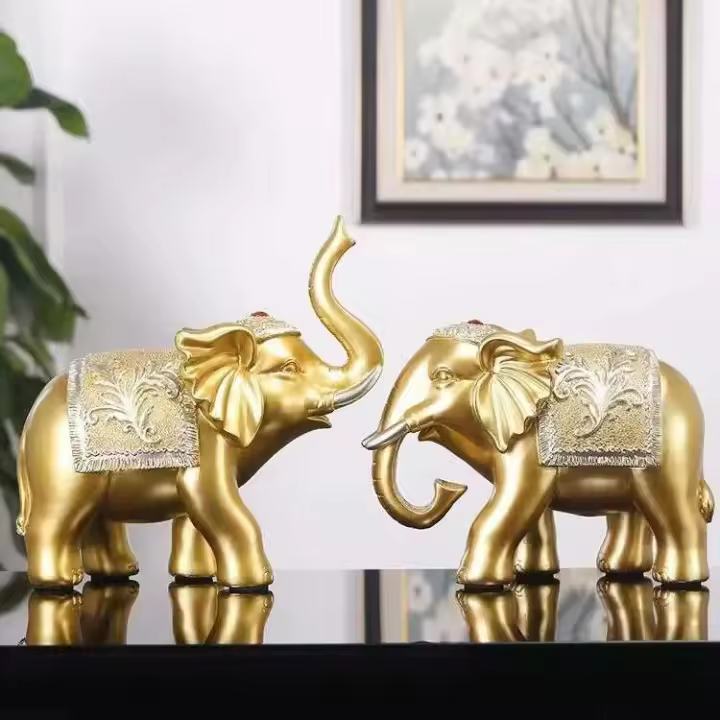 Un par de decoración de elefante para sala de estar, TV, entrada, vitrina de vino, accesorios para el hogar europeos - 1