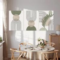 Póster Moderno Abstracto Boho con Marco de DHROOM Pintura en Lienzo de Hojas de Plantas y Línea del Sol para Decoración de Sala de Estar - details 3