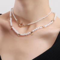 Collar de perlas redondo Popular para fotografía callejera, collar de perlas multicapa hecho a mano para mujer - details 0