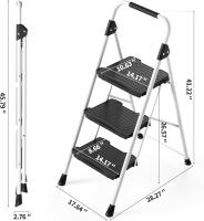 Peldaños Anchos con Baranda, Escalera de Tijera con Pedal Antideslizante, Taburete Plegable para Hogar Cocina Garaje Jardín Oficina, Capacidad de Carga de 900LBS, Azul - details 35