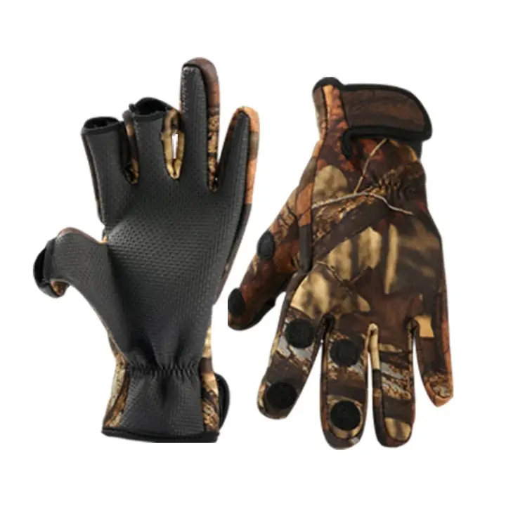 Guantes de pesca de invierno al aire libre, manopla impermeable, tres dedos cortados, guante antideslizante para escalada, senderismo, Camping, equitación - 1