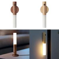 Luz LED de noche pequeña de inducción de cuerpo humano, carga USB, pasillo, armario, imitación de madera, arte - details 10