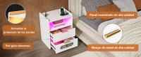 Rcynview  Mesita de Noche LED Blanca con 3 Cajones, Mesa de Almacenamiento y Luz Superior, Luz LED RGB,guías metálicas. - details 2