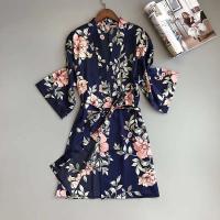 Ropa de seda satinada para mujer, bata Ence Home, alfombrilla para el pecho, pijama, rosa, blanco, 3 piezas - details 12
