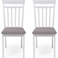 Sillas de Comedor Modernas y Sencillas Estructura de Madera Lacada Asiento de Tela Cubierto Gris - details 0
