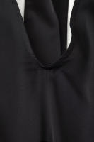 OUWU- Moda Mujer Sexy Slim Encaje Empalme Ver A Través Halter Vestido Francés Negro Sin Mangas Cuello Vestido Fiesta Bata - details 7