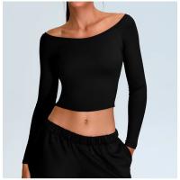 Ropa de Yoga de manga larga para mujer, camiseta deportiva Sexy de cuello único, ropa deportiva para correr, Top deportivo - details 1
