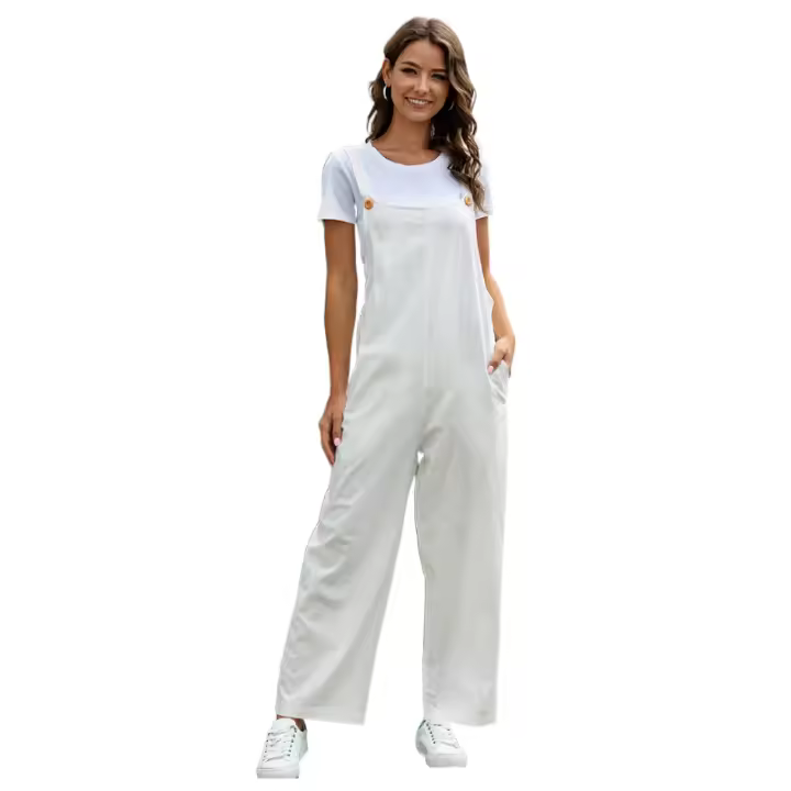 Mono informal de verano sin mangas, tirantes anchos y largos para mujer, estilo retro - 1