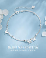 Tobillera de mariposa de doble capa para mujer, nueva moda, estilo nicho ligero, tobillera de plata pura, regalo de cumpleaños - details 1