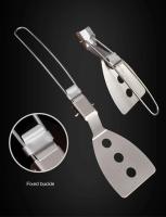 Sartén plegable de Metal portátil, espátula de acero inoxidable 304, herramientas de cocina con bolsa de malla, 1 ud. - details 0
