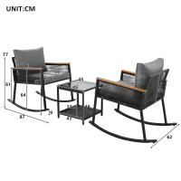 Conjunto de Exteriores de Hierro Set de Mesa de Jardín con Almohada y Retroco, Conjunto de Sofá de Vidrio con Cojín y Soporte de Espalda - details 1