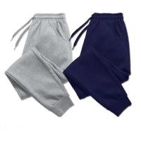 Pantalones deportivos largos de hombre con forro polar para otoño e invierno, estilo casual para gimnasio, color sólido. - details 1