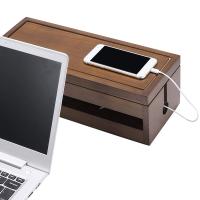 Caja organizadora de cables de madera, Protector contra sobretensiones, rayas de alimentación, Color café - details 4