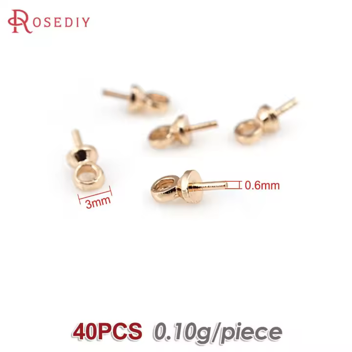 Cuentas de Perlas de Brasso Dorado 18K 40PCS Huecos Medios Suministros para Hacer Joyería DIY - 1