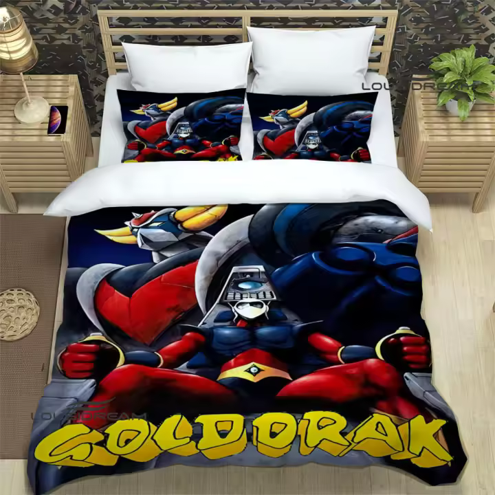 Juegos de cama UFO ROBO GRENDIZER GOLDORAK, juego de suministros de cama exquisitos, funda nórdica, edredón, juego de cama, regalo de cumpleaños de lujo - 1