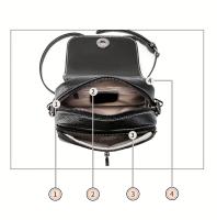 Elegante bolso cruzado negro de cuero genuino para mujer con patrón de cocodrilo, correa desmontable y cierre de cremallera - Bolso de hombro compacto para uso diario, bolso de viaje seguro |   Accesorio Elegante |   Bolso de cuero genuino, bolso cruzado - details 5