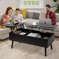 Mesa de Centro, Mesa de Centro Regulable en Altura, Extraíble, Extensible, Compartimento de Almacenaje Oculto Independiente, Tablero Elevable Doble, Mesa de Sofá de Salón, Color Nogal - details 33