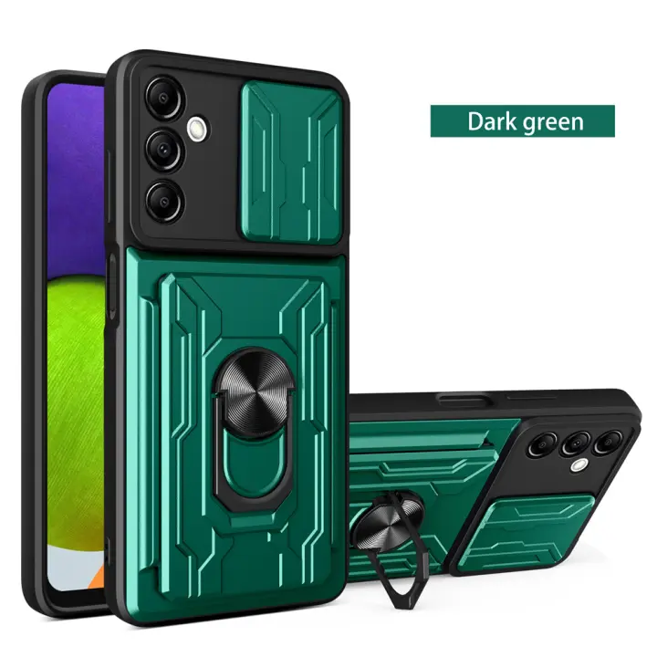 Funda con anillo magnético para Samsung Galaxy, bolsa con Soporte para tarjeta, cubierta deslizante para cámara, A14, A54, A13, A23, A33, A53, S23, Ultra, S22 Plus, S21 FE, S20 - 1