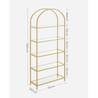 Niveles, Estantería de Vidrio Templado, Diseño Arqueado, Marco de Acero, para Salón, Dormitorio, - details 3