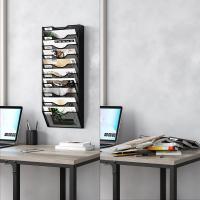 Organizador de Archivos Portafolletos de Pared y Revistero Soporte para Documentos A4 con Etiquetas Metal,Negro - details 3