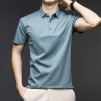 Polo de manga para hombre con cuello corto, seda helada, transpirable, agradable para la piel, moderno - details 1