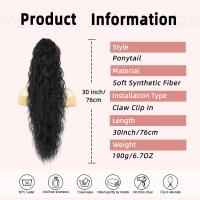 Peluca con cola de caballo con pinza para permanente de maíz, extensión de cola de caballo ombré, cola de caballo rizada y ondulada larga, Clip con cordón en cola de caballo, peluca para fiesta - details 0