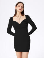 Vestido de cuello cuadrado de mujer con falda corta de cintura alta - details 1