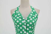 2025 nuevo Hepburn verano Vintage lunares mujeres Halter elegante fiesta 50s 60s Rockabilly Pin Up túnica Swing vestido de cola - details 5