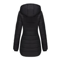 Chaqueta larga acolchada con capucha para mujer, abrigo ligero resistente al agua - details 10