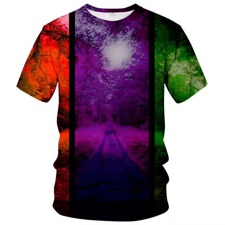 Camiseta de manga corta con estampado 3D para hombre, camisa informal con patrón geométrico de Color abstracto - 1