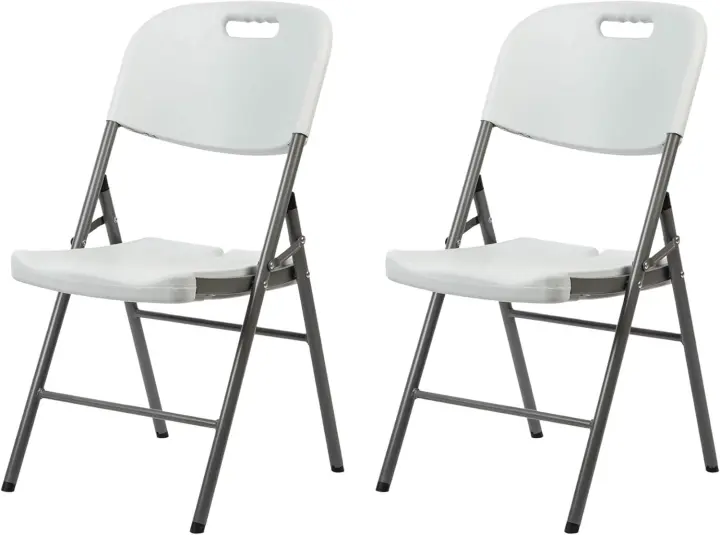 Set 2 Sillas De Exterior, Sillas Plegables, Acero Plástico, Gris Claro, Ahorro De Espacio, para Balcón Camping - Dimensiones AxANxFON: 78 x 37 x 45 cm - Art - 1