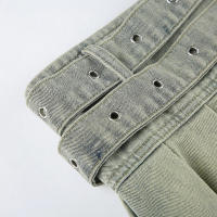 BUNO-Mini falda vaquera vintage de cintura baja, falda plisada con cinturón grande y hebilla cuadrada, moda de verano 2025 - details 8