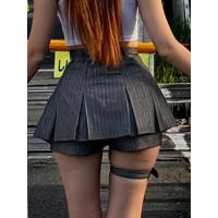 BUNO-pantalones cortos de cintura alta para mujer, faldas plisadas, Bermudas a rayas, Mini pantalones cortos informales - details 6
