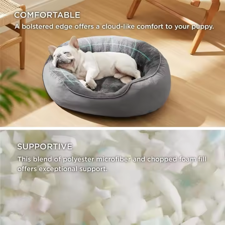 Cama Grande Lavable - Redonda Antideslizante para Gatos y Cachorros de Interior, Rosa - 1