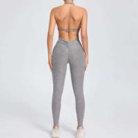Conjunto de yoga sin costuras para mujer, pantalones de chándal de cintura alta con bolsillos para levantar la cadera, tres sujetadores sin espalda, Body de entrenamiento de gimnasia - details 3