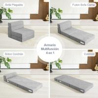 70 x 190 cm Sillón Cama Plegable, Sofá Cama Plegable con Espuma de Memoria y Almohada, Colchón de Suelo para Yoga, Oficina, Salón, Futon Sofá Cama Portada Lavable Unos, Gris Claro - details 5
