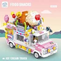 Food Ice Cream Building Blocks Truck Burger truck Bricks Mini Creative Model Puzzle Assembly Educational Toys for Girls Gifts - details 7