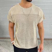 Camiseta Punto Hombre Verano 2025 Tejido de Algodón Transpirable Cuello Redondo Manga Corta Ligera - details 3
